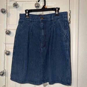 Vintage Navy Striped A-Line Jean Skirt
